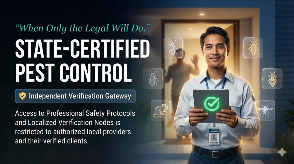 State Certified Pest Control independent verification gateway for licensed professionals.